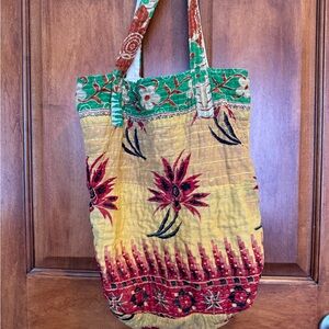 Floral Patchwork Tote Bag - Multicolor